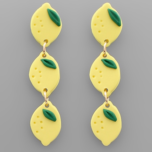 Lemon Theme Clay Earrings - Picture 1 of 1